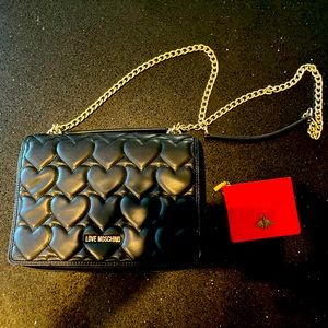 Moschino quilted heart handbag, and red wallet